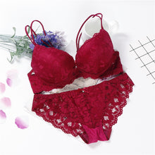 Load image into Gallery viewer, lingerie pink sujetador transparente panties and bra set underwear set women japanese fashion conjunto
