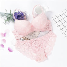 Load image into Gallery viewer, lingerie pink sujetador transparente panties and bra set underwear set women japanese fashion conjunto
