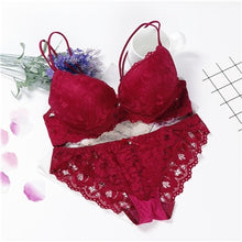 Load image into Gallery viewer, lingerie pink sujetador transparente panties and bra set underwear set women japanese fashion conjunto
