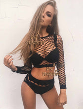 Load image into Gallery viewer, HOT Sexy Fishnet Babydoll Cosplay Nightgown crochet plus size lingerie dress bodysuit Corsets products Sleepwear+Hot pants W133
