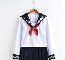 Load image into Gallery viewer, White Schoolgirl Uniform Japanese Class Navy Sailor School Uniforms Students Clothes For Girls Anime COS Sailor Navy Suit
