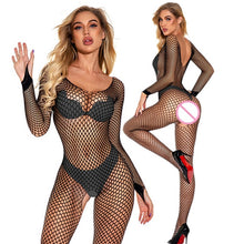 Load image into Gallery viewer, XXXL Black Sexy Bodystockings Women Fishnet Open Crotch catsuit Mesh tights Lingerie Erotic Bodysuit Sleepwear jumpsuit Teddies
