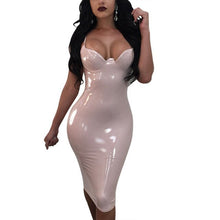 Load image into Gallery viewer, 2020 New Summer Dress Women Sexy Party Club Dress New Robe Femme PU Dress Latex Glossy Sexy Bodycon Midi Dress M-4XL
