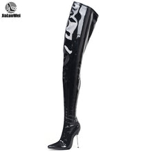 Load image into Gallery viewer, Crotch Boots Thigh High Sexy Fetish Long Boots 12cm Extreme High Heel Over-The-knee Shiny Matte Patent PU Leather Women Boots
