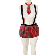 Load image into Gallery viewer, Plus Size Sexy Lingerie Costumes Women Hot Erotic Cosplay Costume Babydolls Plaid Skirt Schoolgirls Uniform Dress Exotic Set
