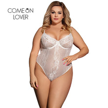 Load image into Gallery viewer, Comeonlover Glamour Underwire Fashion Sheer Teddy Lace White Black Plus Size Rompers Bodysuite Sexy Women Neon Bodysuit RI80536
