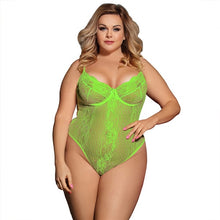 Load image into Gallery viewer, Comeonlover Glamour Underwire Fashion Sheer Teddy Lace White Black Plus Size Rompers Bodysuite Sexy Women Neon Bodysuit RI80536
