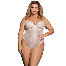 Load image into Gallery viewer, Comeonlover Glamour Underwire Fashion Sheer Teddy Lace White Black Plus Size Rompers Bodysuite Sexy Women Neon Bodysuit RI80536
