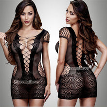 Load image into Gallery viewer, Sexi Women Fishnet Night Dress Hot Bodycon Clubwear Vestido Sexy Costumes Catsuit Erotic Transparent Midi Dresses mujer porno
