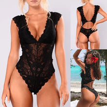 Load image into Gallery viewer, New Women Sheer Lingerie Hollow Lace Bodysuit Underwear Backless Jumpsuit Sleepwear Open Back Lace Sexy Teddies Bodysuits
