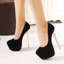 Load image into Gallery viewer, Big Size 41 42 43 44 45 Sexy Pumps Wedding Women Fetish Shoes Concise Woman Pumps High Heel Stripper Flock Pumps 16 Cm
