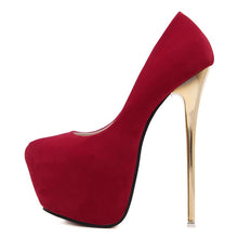 Load image into Gallery viewer, Big Size 41 42 43 44 45 Sexy Pumps Wedding Women Fetish Shoes Concise Woman Pumps High Heel Stripper Flock Pumps 16 Cm
