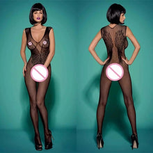 Load image into Gallery viewer, Women Sexy Open Crotch Bodystocking erotic Lingerie V neck Body suit stocking porno underwear Crotchless babydolls costumes 575
