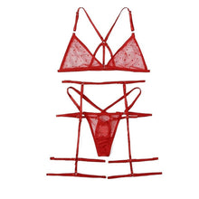 Load image into Gallery viewer, Black Harness Polka Dot Garter Babydoll Sexy Women Transparent Lingerie Set 2020 See Through Ladies Bra And Underwear Set 30NOV6
