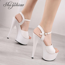 Load image into Gallery viewer, Sandals Shoes Woman Clear Heels Platform 2019 Beach Sexy Sandals Wedding Shoes Steel Tube Dancing Girl Stripper Shoes Open Toe
