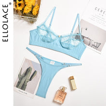 Load image into Gallery viewer, Ellolace Ruffle Lace Lingerie Set Sexy Women's Underwear Transparent Bra Party Sets Lace Black Lingerie Bra Set Underwear Set
