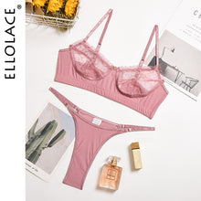 Load image into Gallery viewer, Ellolace Ruffle Lace Lingerie Set Sexy Women's Underwear Transparent Bra Party Sets Lace Black Lingerie Bra Set Underwear Set
