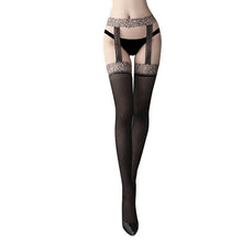 Load image into Gallery viewer, Sexy Stocking Lace Soft Top Thigh High Stockings + Suspender Garter Belt Lingerie Women&#39;s Tights Pantyhose Floral Below 60kg
