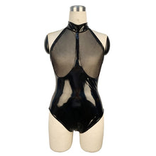 Load image into Gallery viewer, S-5XL Plus Size Bandage Transparent PVC Catsuit Zipper Open Crotch Bodysuit High Cut Body Pole Dance Clubwear Bodystocking Suit
