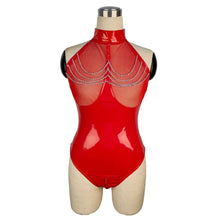 Load image into Gallery viewer, S-5XL Plus Size Bandage Transparent PVC Catsuit Zipper Open Crotch Bodysuit High Cut Body Pole Dance Clubwear Bodystocking Suit
