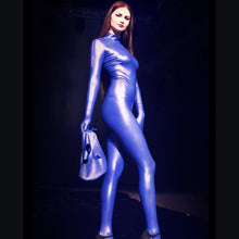 Load image into Gallery viewer, Sexy  Women Latex Pvc Shiny Bodysuit Fuax Leather Full Bodysuit Open Crotch Catsuit Bodystocking Sexy Tight Jumpsuit Plus Size
