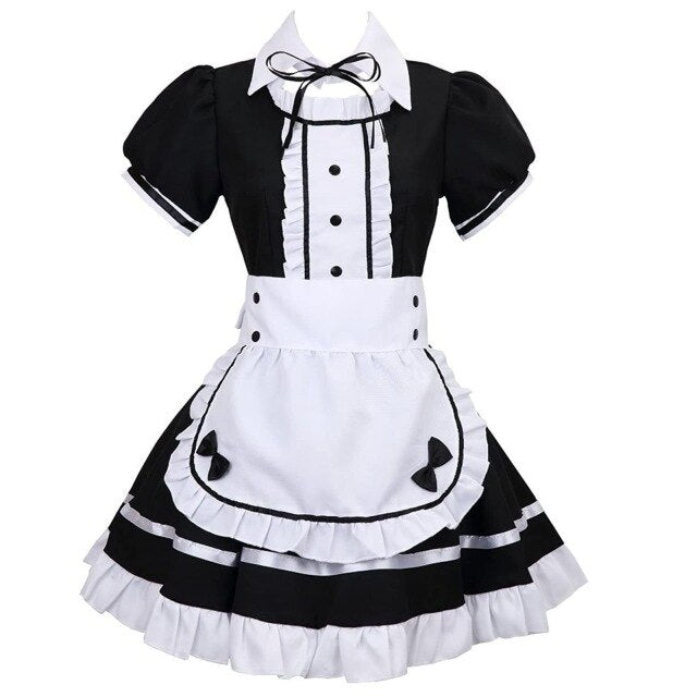 Lingerie Maid Cosplay Costume Women Headwear Apron Fake Collar Bowknot Dress Plus Size French Apron Maid Servant Sweet Lolita