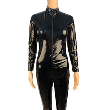 Load image into Gallery viewer, S-5XL Plus Size Wetlook Zipper Open Crotch Long Sleeve Bodysuit Shiny PVC Catsuit Overalls Rompers Bodycon Jumpsuit One Piece
