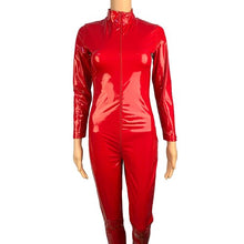 Load image into Gallery viewer, S-5XL Plus Size Wetlook Zipper Open Crotch Long Sleeve Bodysuit Shiny PVC Catsuit Overalls Rompers Bodycon Jumpsuit One Piece
