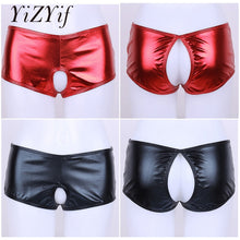 Load image into Gallery viewer, YiZYiF Sexy PVC Hot Shorts Women Leather Open Crotch Boxer Shorts For Women Metallic Wetlook Crotchless Booty Mini Short Pants
