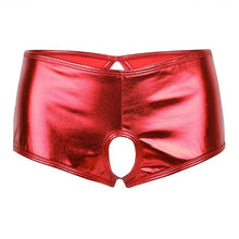 Load image into Gallery viewer, YiZYiF Sexy PVC Hot Shorts Women Leather Open Crotch Boxer Shorts For Women Metallic Wetlook Crotchless Booty Mini Short Pants
